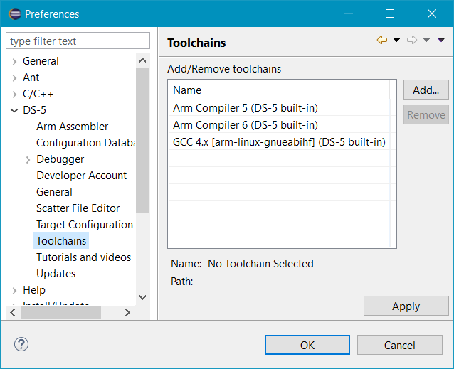 Arm DS5 Adding New Compiler Toolchains to DS5 Arm Developer